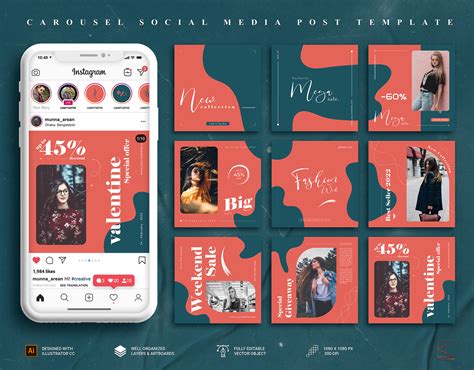 Elegant Colorful Carousel Social Media Post Design Behance