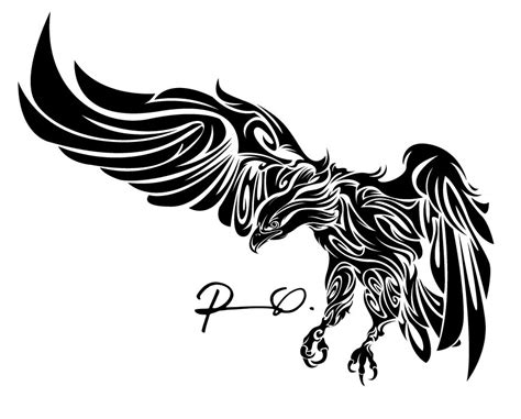 This tattoo design matches the brown skin color to make them look fascinating. Huge black tribal eagle tattoo design - Tattooimages.biz