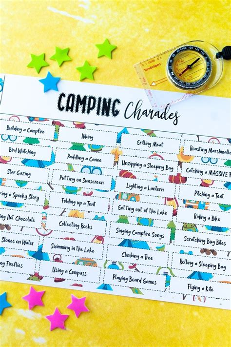 Free Printable Camping Charades Games Camping Games Fun Camp Games Charades