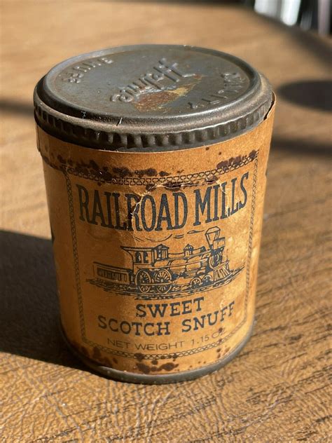 Railroad Mills Sweet Scotch Snuff Helme Paper Label Tin Can Helmetta Nj