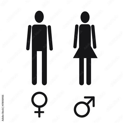 vettoriale stock vector male and female figure and sex sign simple black icon set adobe stock