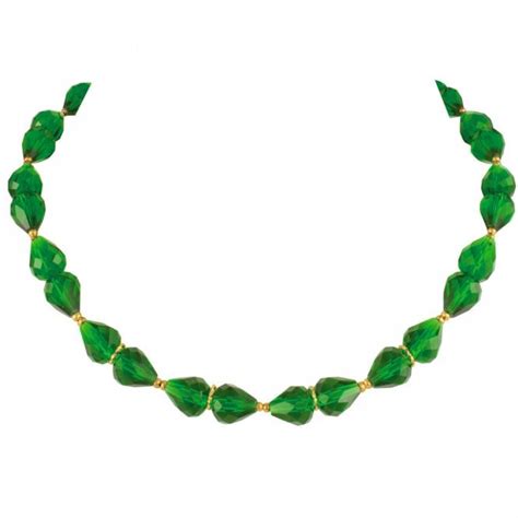 Sophistication Forest Green Crystal Gold Tone Necklace