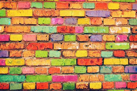 Colorful Brick Wall Background Hd Colorful Lights On Brick Wall