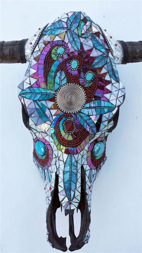 Cow Skull Mosaicbeaded Sharon Smithem Cow Skull Art Deer Skull