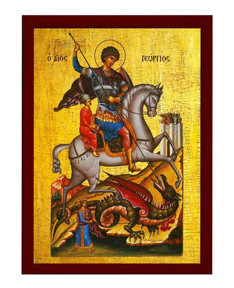 Painting Άγιος Γεώργιος Hand Painted Greek Orthodox Byzantine Icon