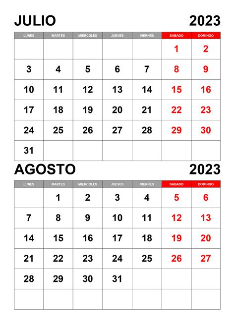 Calendario Julio Agosto 2023 Para Imprimir Icalendario Net Unamed
