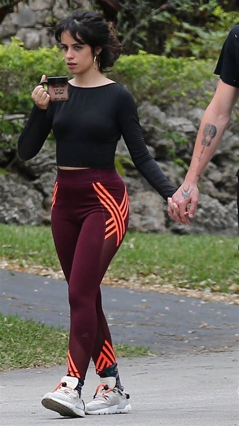 camila cabello sexy thong in leggings and braless boobs out in miami hot celebs home