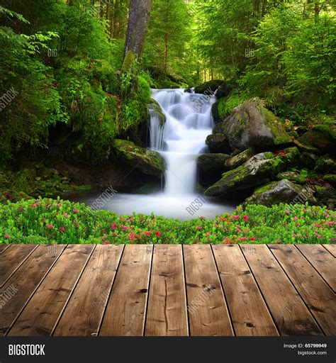 Beautiful Waterfall In Green Forest Stock Photo And Stock Images Bigstock