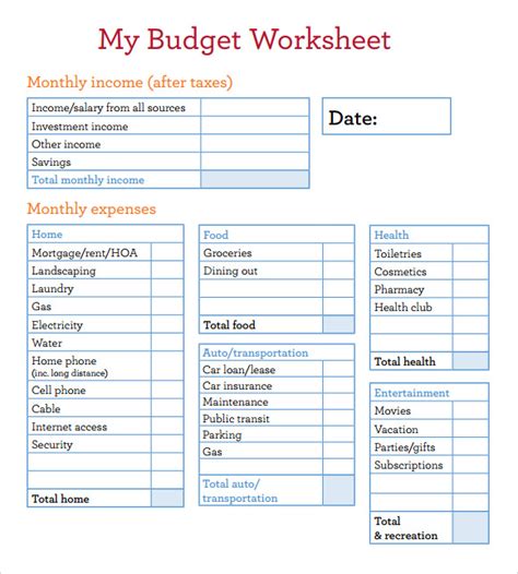 Simple Budget Forms Printable Signlio