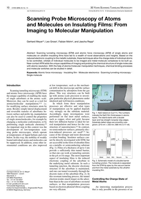 Pdf Scanning Probe Microscopy Of Atoms And Molecules On Insulating