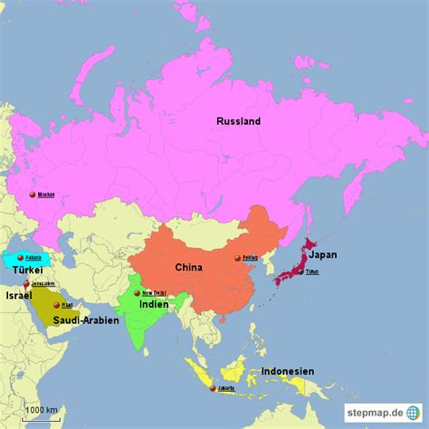Stepmap Staaten Asiens Landkarte Für Asien