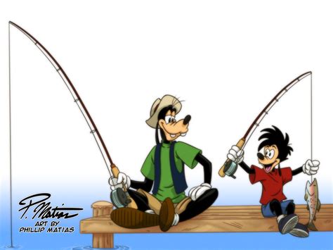 Goofy And Max Fishing By Bw Straybullet On Deviantart