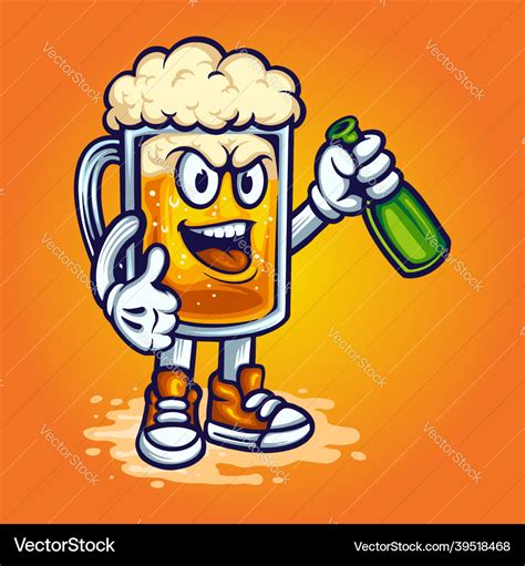 Beer Glass Smile Mascot Royalty Free Vector Image