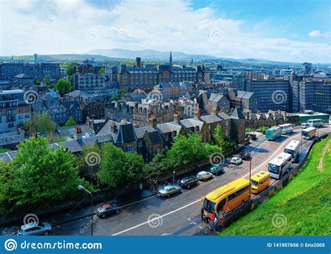 Old Town Cityscape From Edinburgh Castle Of Scotland Stock Photo