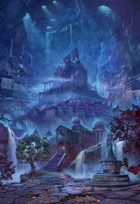 Underworld Town By Sergey Lameyko Fantasy Landscape Fantasy City