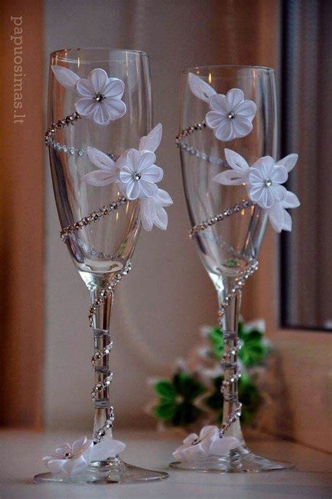 Copas decoradas para boda Taças decoradas para casamento Tacinhas decoradas Taças de vinho