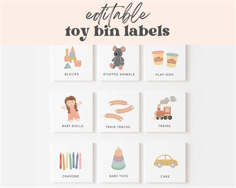 Editable Printable Toy Trofast Bin Storage Labels Visual Pictures