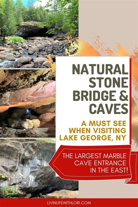 An Advertisement For The Natural Stone Bridge And Caves In Lake George