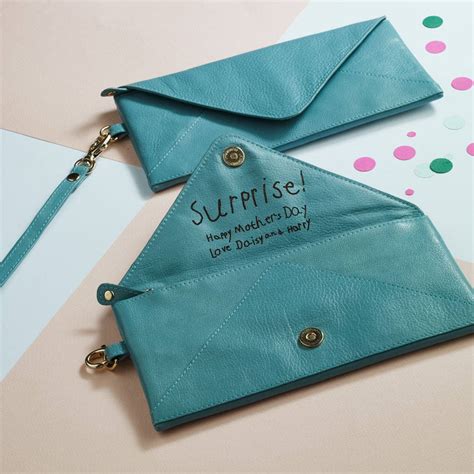 Personalised Envelope Leather Purse Mini Clutch By Nv London Calcutta