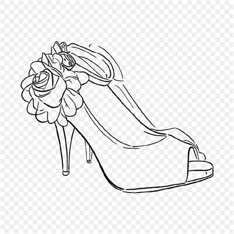 Black Hand Painted High Heels And Flowers High Drawing Heels Drawing