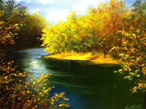 Down By The River Landscape Oil Painting