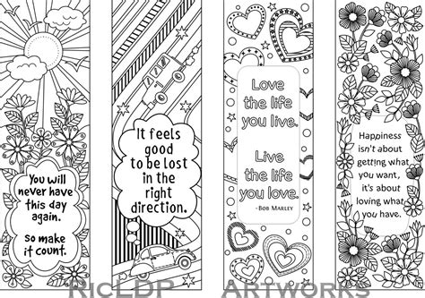 Printable Colouring Bookmarks With Quotes Coloring Bookmark Templates