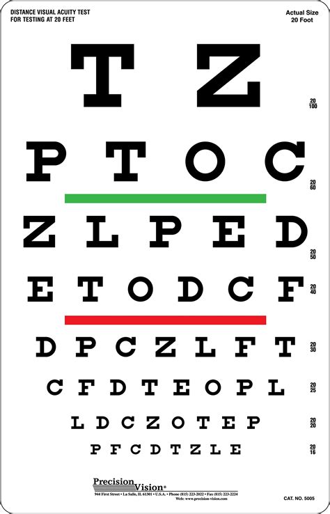 Galleon Snellen Eye Chart Red And Green Bar Visual Acuity Test