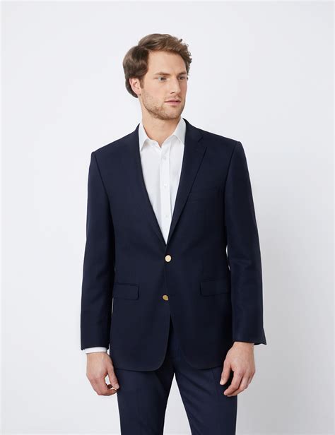 Mens Navy Blazer With Double Back Vent Hawes And Curtis