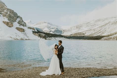 Bow Lake At Sunrise A Banff National Park Elopement Like Youve Never