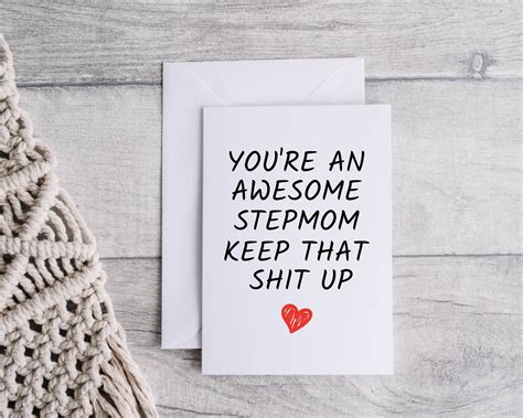 Stepmom Card Funny Card For Stepmom Thank You For Being My Etsy