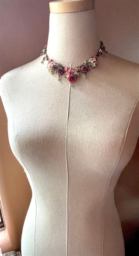 Vintage Colleen Toland Pink Rose Beaded Necklace Handmade Etsy