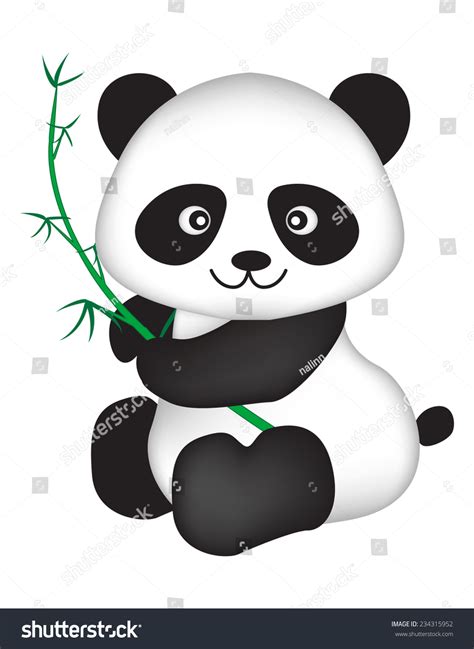 Cute Black And White Chinese Panda Bear Illustration