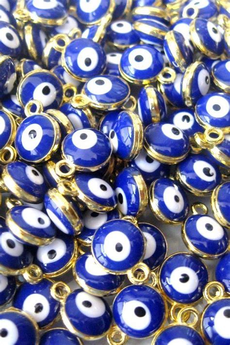 Bulk 30 Pcs Blue Evil Eye Evil Eye Charm Gold Evil Eye Etsy Blue