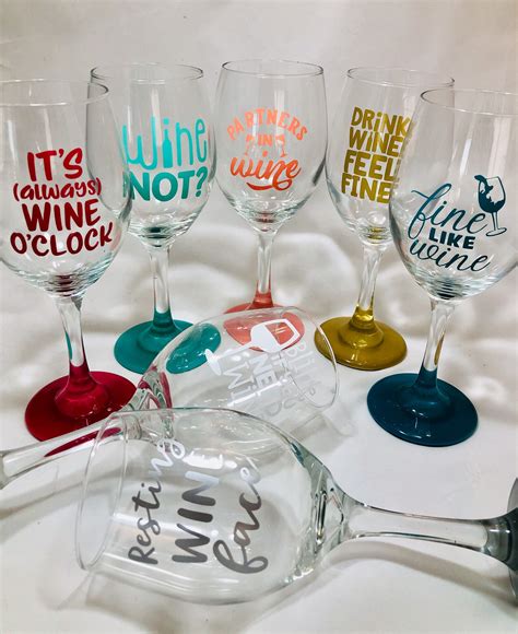 Wine Glasses With Funny Wine Quotes Diy Wine Glasses Wine Glass Crafts Wine Glass Vinyl