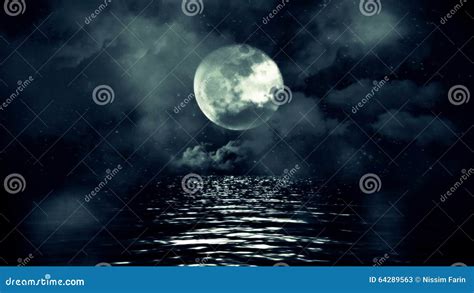 Fantastic Full Moon With Starry Night Reflecting Above The Water With