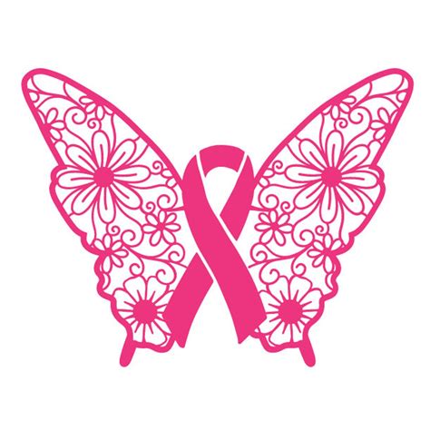 SVG file Butterfly Ribbon Mandala Breast Cancer Awareness Love | Etsy
