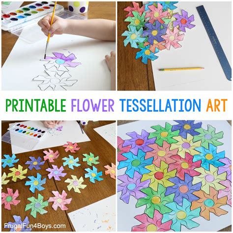 Flower Tessellation Activity For Kids With A Printable Template