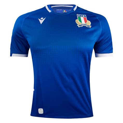 Italy Fir Home Rugby Jersey 2122 By Macron Blue World Rugby Shop