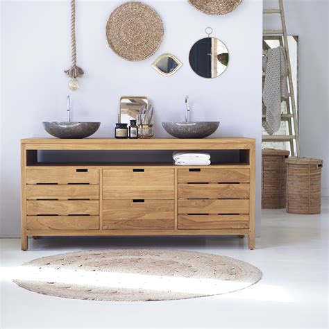Make furniture shopping a breeze and buy a bedroom set. Bathroom furniture - Serena XL teak washstand - Tikamoon ...