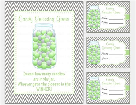 Baby Shower Printable Game Candy Bottle Guessing Jar Game Etsy
