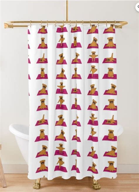 Pugs Yoga Poses Shower Curtain By Creativeliberty Shower Printed Shower Curtain Curtains