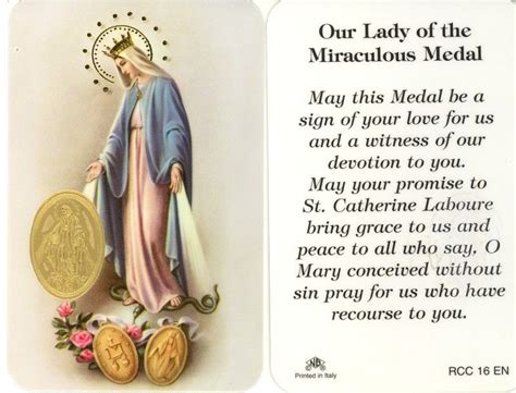 Miraculous Medal Prayer Card Printable Cardgat