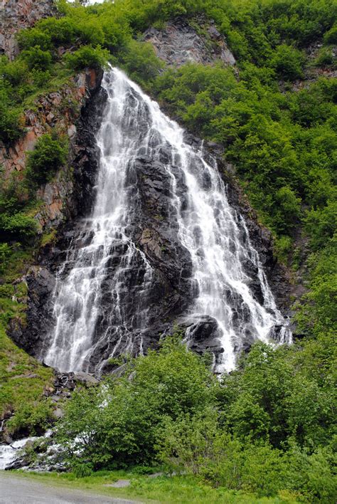 Majestic Horsetail Falls In Valdez Alaska