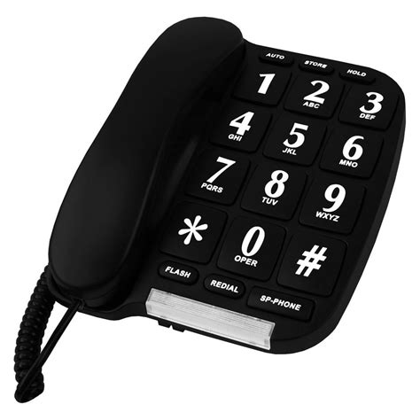 Black Big Button Phone For Wall Or Desk With Speaker And Memory