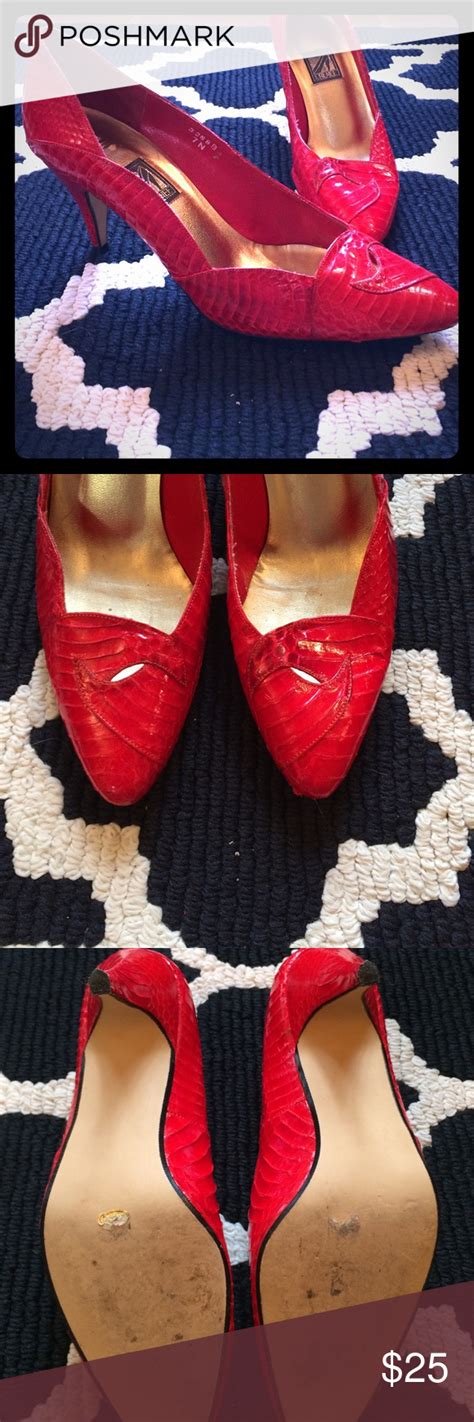 Vintage Red Snakeskin Heels From J Renee Up Your Va Va Voom Factor