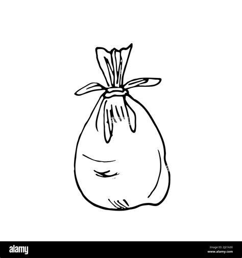 Vector Cartoon Illustration Of Full Plastic Trash Bag Isolated On White