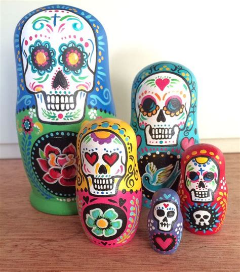 Love These Day Of The Dead Nesting Dolls Painted Rocks Hand Painted