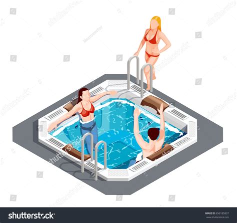 Young People Having Fun Hot Tub เวกเตอร์สต็อก ปลอดค่าลิขสิทธิ์
