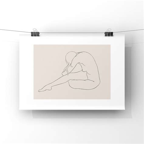 Nude Line Drawing Female Line Art Nude Line Art Naked Etsy