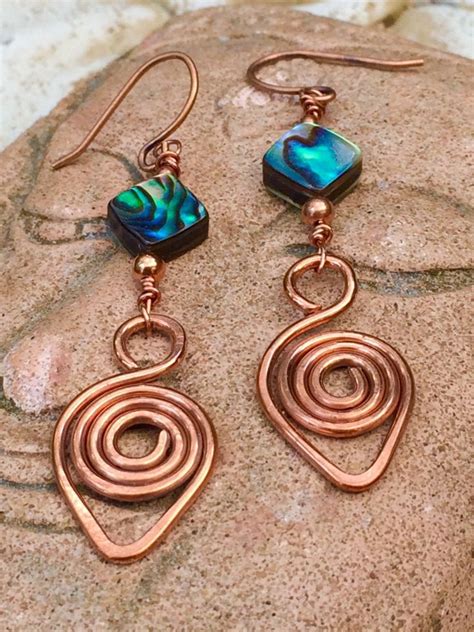 Wire Wrapped Copper Earrings Wire Wrapped Jewelry Copper Etsy Wire